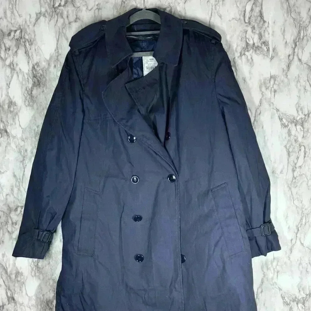 DSCP Defender Collection Navy Blue Military Trench Coat Removable Liner Size 40R